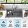 30&rdquo; Granite Composite Workstation Kitchen Sink Drop-In Top Mount Single Bowl with WorkFlow&trade; Ledge and Accessories in Dark Grey